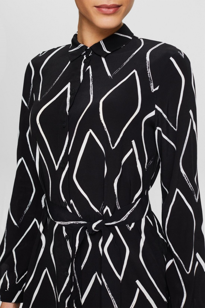 Robe Femme ESPRIT | Tissu Léger, Ceinture à Nouer | Longueur Au-Dessus Du Genou | Style Décontracté Élégant