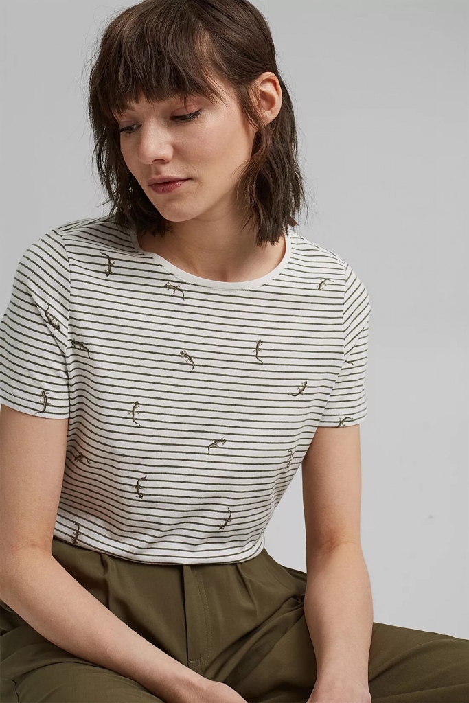 Tee shirt EDC by ESPRIT 051CC1K323 Khaki green 5 EDC by ESPRIT