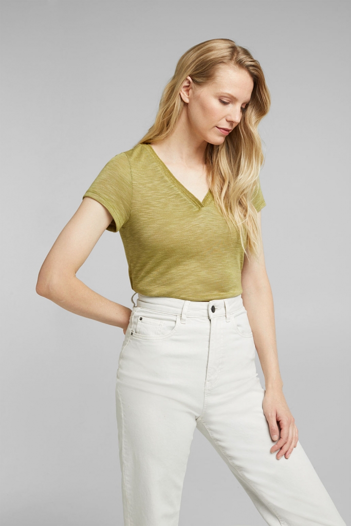Tee shirt ESPRIT 080EE1K350 Olive ESPRIT Vêtements de marque