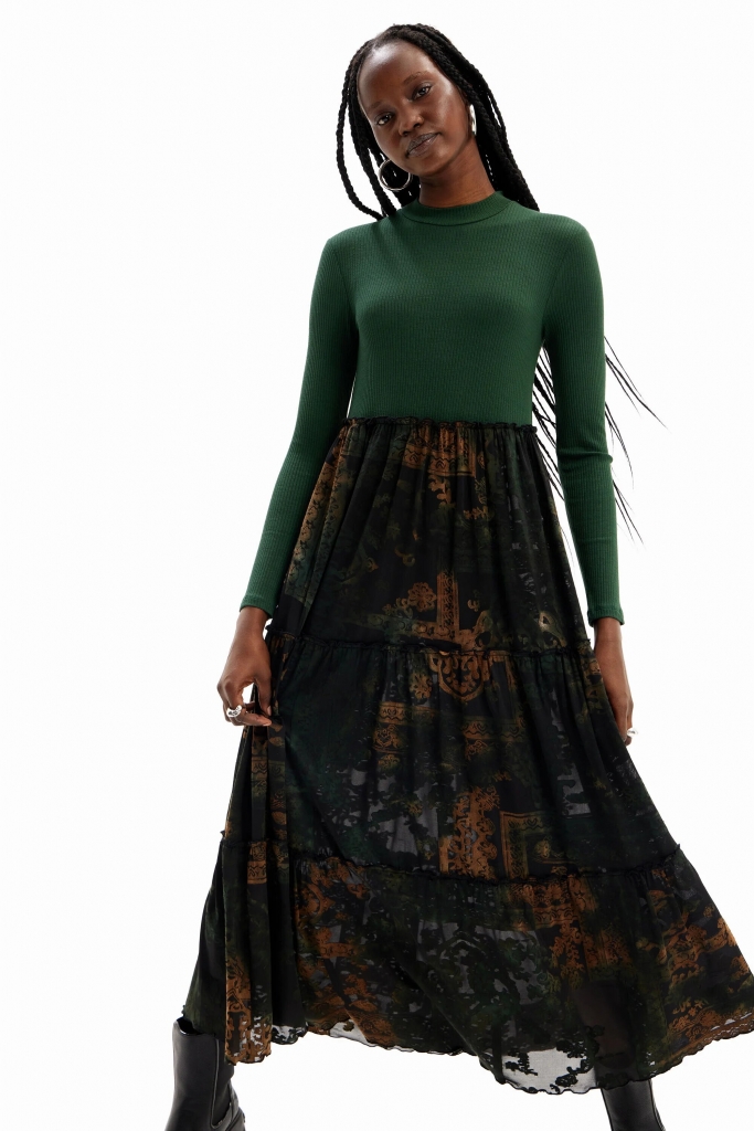 Robe DESIGUAL 23WWVK89 Verde botella DESIGUAL Vetements de marque mesvetementsdemarque