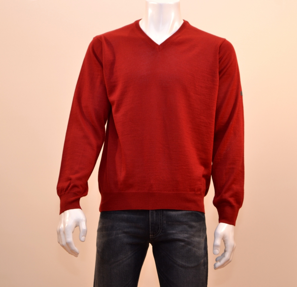 Pull laine Col V à carreaux marron et gris Monte Carlo taille 52 étiqueté 99 e