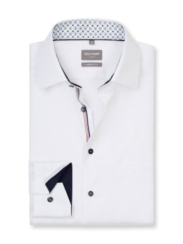 Chemise OLYMP LUXOR COMFORT FIT NEW KENT FAUX UNI 1000/14 Blanc