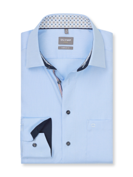 Chemise OLYMP LUXOR COMFORT FIT NEW KENT FAUX UNI 1000/14 Bleu