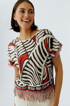 Pull OUI 97558 Dark brown/off white